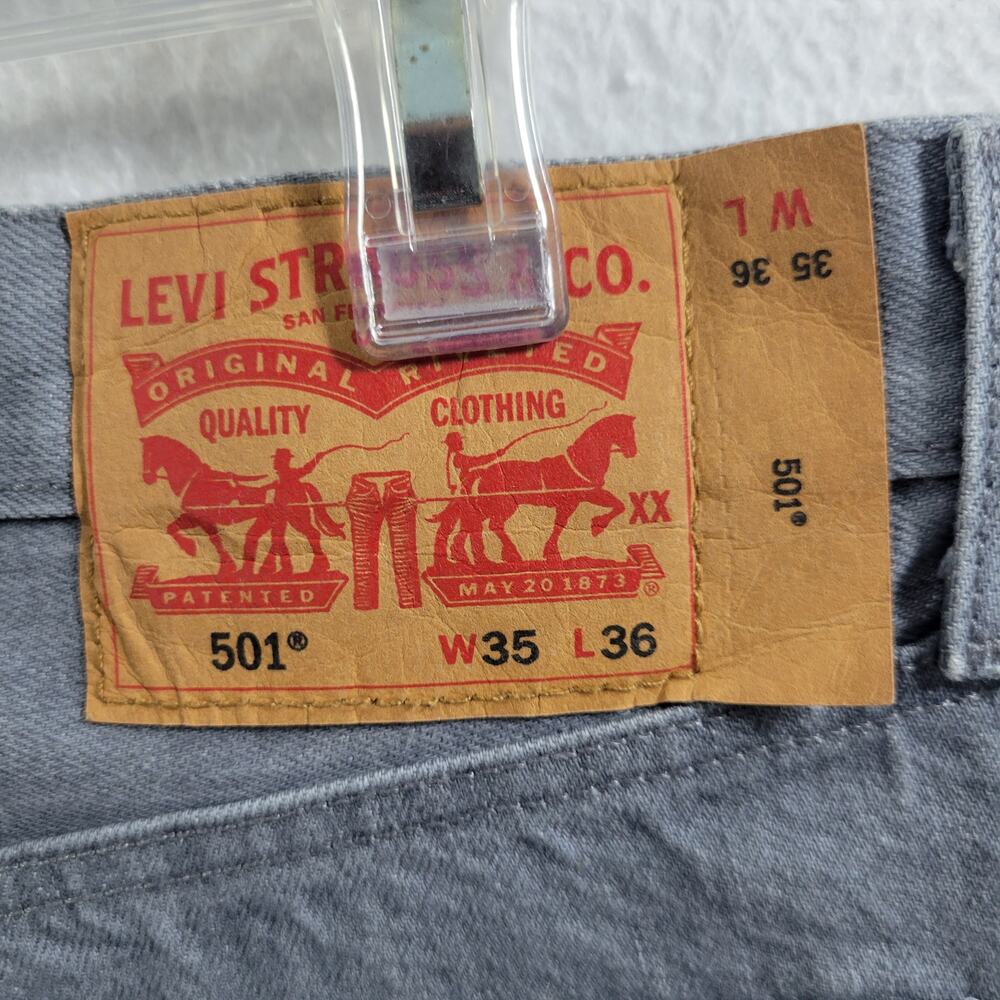 Levi's Strauss Men Gray 501 Jeans Size 35" x 36" Tag (Actual 34 x 33) 51325-1125 - Picture 5 of 7